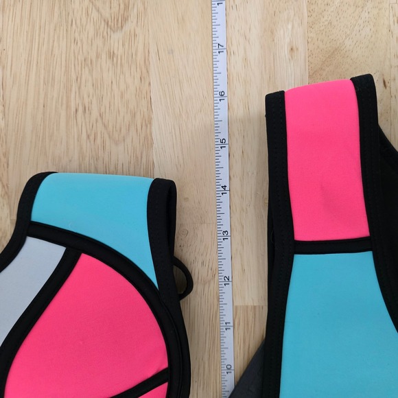 NWT TRIANGL Swimwear Neoprene Bikini Set Turquoise Pink White Black Womens XL - Picture 4 of 8